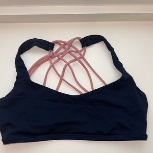 Women's lululemon Navy and Pink Dare to be free Sports Bra - size 8